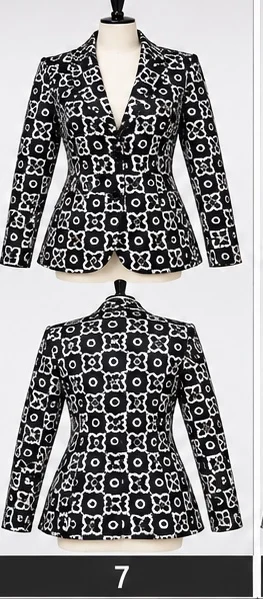 THOMBIQ blazer en broek zwart-wit grafische print