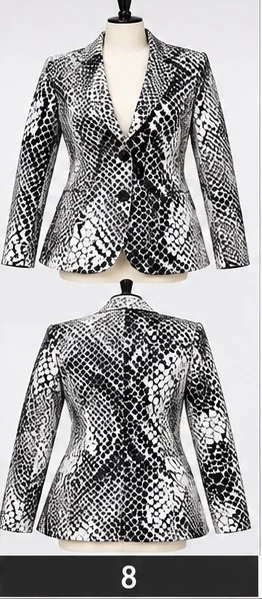 THOMBIQ blazer en broek zwart-witte slangenprint