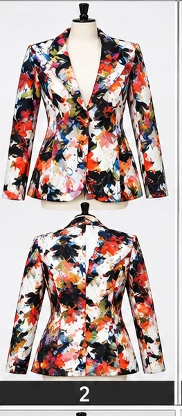 THOMBIQ blazer en broek wit-rode bloemenprint