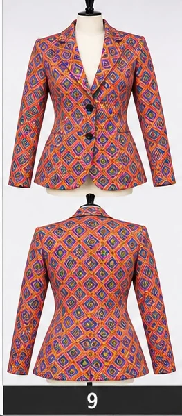 THOMBIQ blazer en broek roestrood ruitmotief